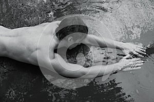 Male model in the water