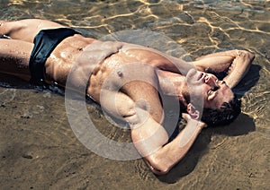 Male model in the water