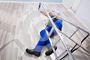 Male Mover Falling From Ladder