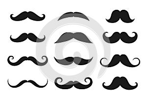 Male mustaches in retro style signs set