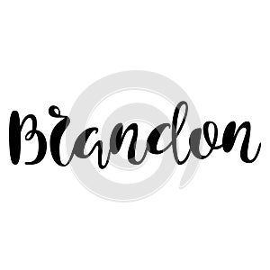 Male name - Brandon. Lettering design. Handwritten typography. V