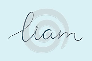 Male name Liam. Handwritten lettering calligraphy Boy name