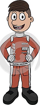 Male Nascar Driver Cartoon Color Illustration