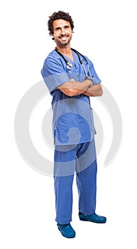 Male nurse full length portrait