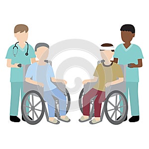 Male nurse with wheelchair patient