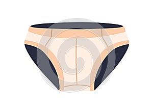 Male panties, underwear. Men pants, briefs model. Modern mens underclothing, underpants with elastic waistband. Flat photo