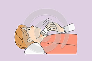 Male patient have thyroid ultrasound examination