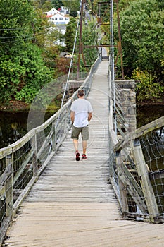 Male Pedestrian Crossing Buchanan Virginia Swinging Bridge