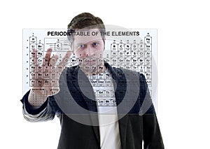 Male with Pereodic Table of Elements
