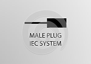 Male Plug IEC System Symbol, Vector symbol design. Engineering Symbols.