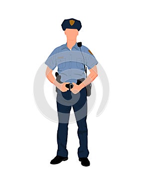 Male Police Officer Illustration, Standing Policeman