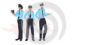 Male police officers standing together policemen in uniform security authority justice law service concept