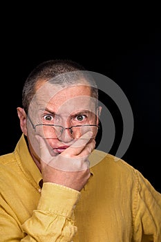 Male Portrait with grotesque emotions