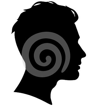 Male profile silhouette. SIlhouette of a head. A man s head in profile. Vector illustration.