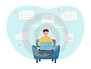 Male programmer working on web development