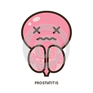 Male prostate disease vector icon flat illustration