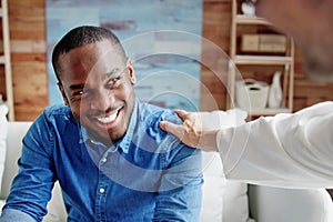 Male psychiatric nurse providing care photo