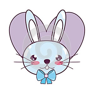 Male rabbit head with tie bow and heart