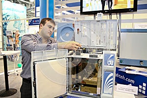 Male research using gas chromatograph inside