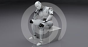 Male Robot Sitting Thinking