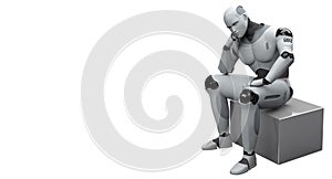 Male Robot Sitting Thinking