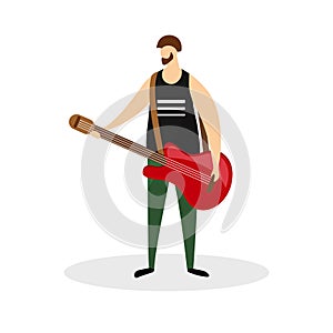 Male Rock Musician Character, Guitarist, Virtuoso. photo