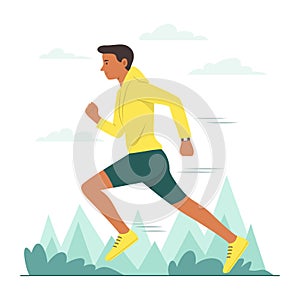 Male Runner Athlete Practice Running Outdoor
