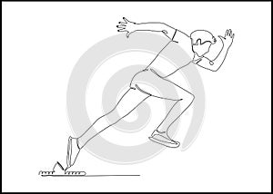 Male runner start to sprint - vector illustration