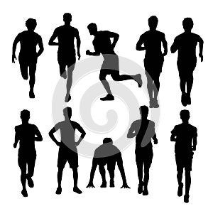 Male Running Sport Activity Silhouettes