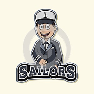 Male Sailors in Uniform Color Logo Illustration