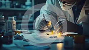 Male scientist examining samples in laboratory setting