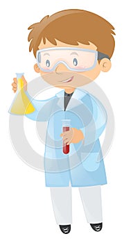 Male scientist holding beakers