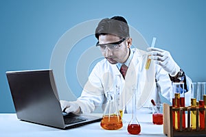 Male scientist making biotechnology