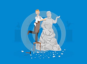 Male Sculptor Chiselling Statue, Talented Carver Character, Creative People Profession or Hobby Vector Illustration