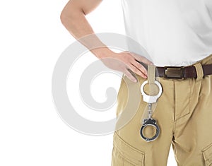 Male security guard with handcuffs