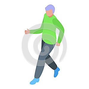 Male senior outdoor running icon isometric vector. Active sport