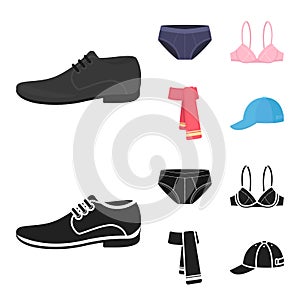 Male shoes, bra, panties, scarf, leather. Clothing set collection icons in cartoon,black style vector symbol stock