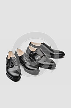 Male shoes. Men`s fashion leather shoes Monk and Derby