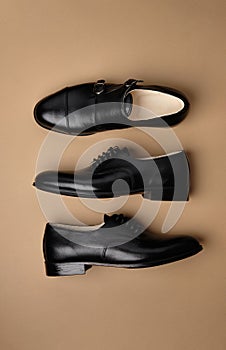 Male shoes. Men`s fashion leather shoes Monk and Derby