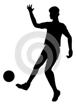 Male silhouette of footballer with a ball