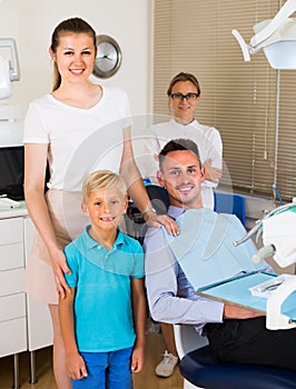 Male is sitting in dental chair