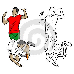 Male soccer player attacking from the back vector illustration s