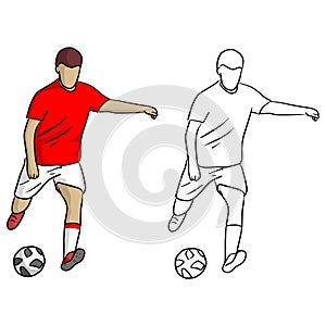 Male soccer player shooting ball for goal vector illustration sk