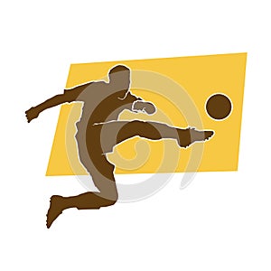 Male soccer player silhouette. silhouette of football player in action.