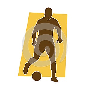Male soccer player silhouette. silhouette of football player in action.