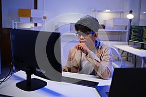 Development programmer working in website a software and coding technology