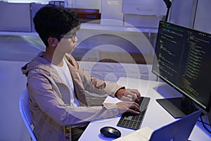 Development programmer working in website a software and coding technology