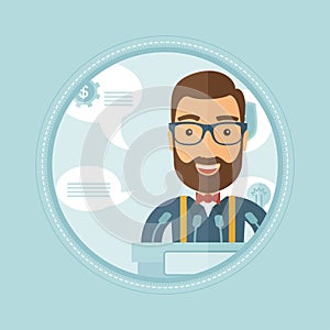 Male speaker on the podium vector illustration.