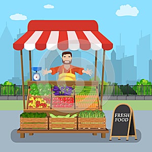 Male street vendor selling vegetables