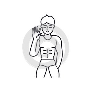 Male striptease line icon concept. Male striptease vector linear illustration, symbol, sign